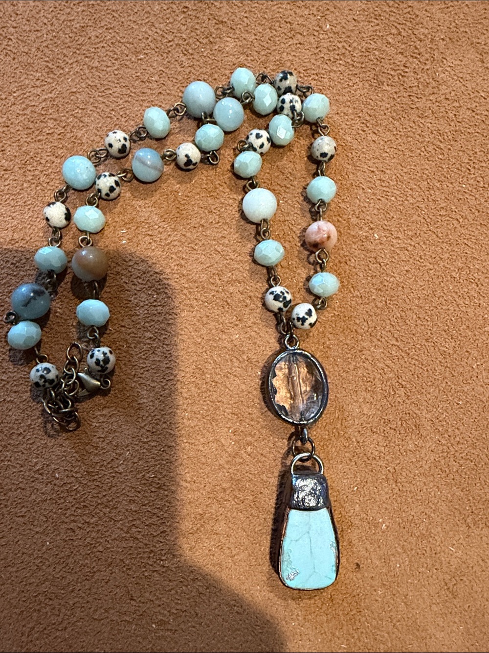 Amazonite & Faux Turquoise Pendant Necklace